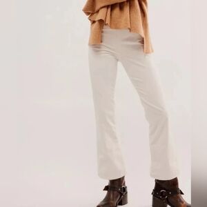 Free People White In My Feelings Velvet Crop Slim Flare Pants